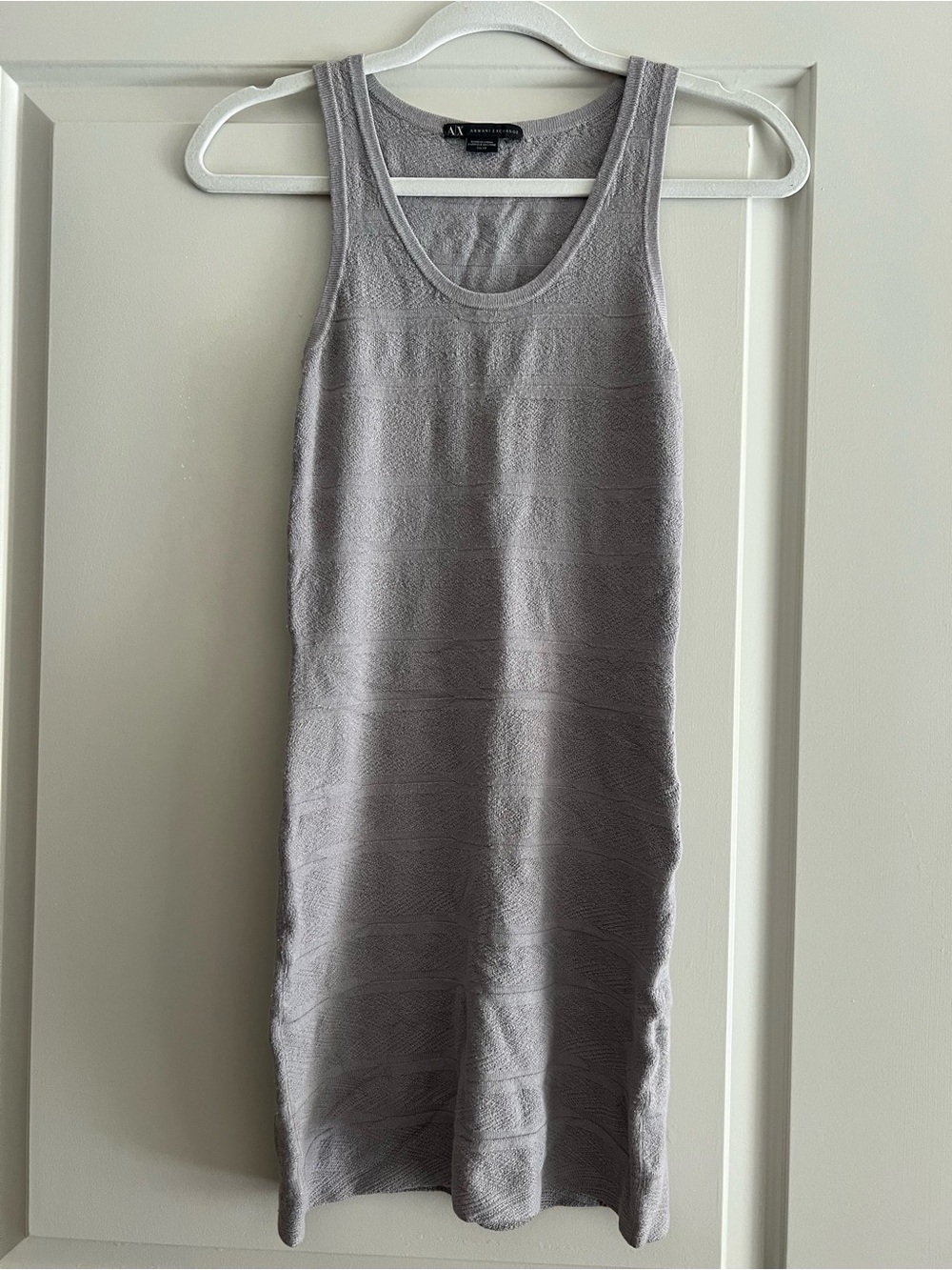 Armani Exchange Light Gray Ribbed Knit Tank Dress
